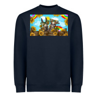 Navy 2 donkeys sunflower Heavyweight Sweatshirt - BarkalooDesign