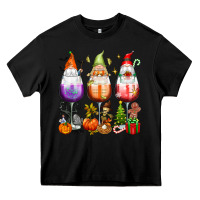 Black Hallothanksmas wine glasses and gnomes Heavy Core Tee - texasbilliewilder