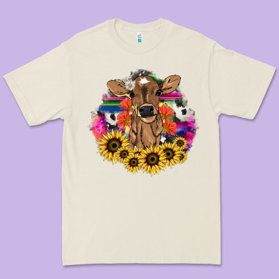 Baby Cow Flower Premium Tee Designed By Howdyjamesfarm