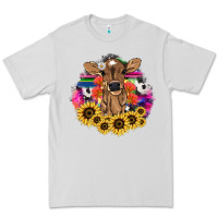 Dove Grey Baby Cow flower Premium Tee - HowdyJamesFarm