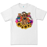 White Baby Cow flower Premium Tee - HowdyJamesFarm