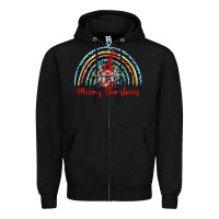 Black merry christmas gnomes   rainbow Zipper Hoodie - BarkalooDesign