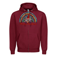 Burgundy merry christmas gnomes   rainbow Zipper Hoodie - BarkalooDesign
