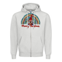 Dove Grey merry christmas gnomes   rainbow Zipper Hoodie - BarkalooDesign
