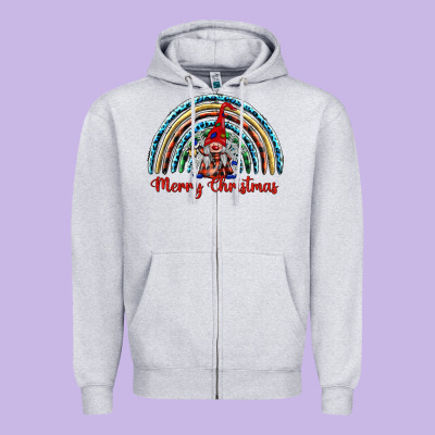 Merry Christmas Gnomes   Rainbow Zipper Hoodie Designed By Barkaloodesign