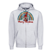Heather Grey merry christmas gnomes   rainbow Zipper Hoodie - BarkalooDesign