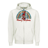 Oatmeal Heather merry christmas gnomes   rainbow Zipper Hoodie - BarkalooDesign