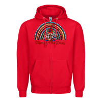 Red merry christmas gnomes   rainbow Zipper Hoodie - BarkalooDesign