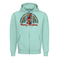 Seafoam merry christmas gnomes   rainbow Zipper Hoodie - BarkalooDesign