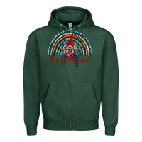 Sports Green merry christmas gnomes   rainbow Zipper Hoodie - BarkalooDesign