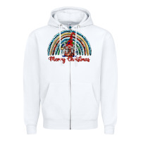 White merry christmas gnomes   rainbow Zipper Hoodie - BarkalooDesign
