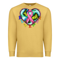 Antique Gold heart earth and cancer ribbon Premium Sweatshirt - AdoDesignShop