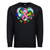 Black heart earth and cancer ribbon Premium Sweatshirt - AdoDesignShop