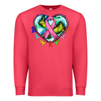 Cardinal heart earth and cancer ribbon Premium Sweatshirt - AdoDesignShop