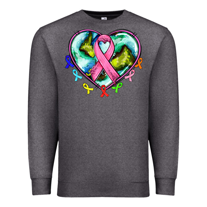 Heart Earth And Cancer Ribbon Premium Sweatshirt by AdoDesignShop | Teevron