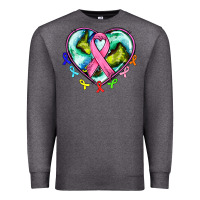 Charcoal Heather heart earth and cancer ribbon Premium Sweatshirt - AdoDesignShop