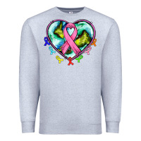 Heather Grey heart earth and cancer ribbon Premium Sweatshirt - AdoDesignShop