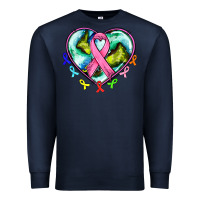 Navy heart earth and cancer ribbon Premium Sweatshirt - AdoDesignShop