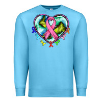 Ocean Blue heart earth and cancer ribbon Premium Sweatshirt - AdoDesignShop