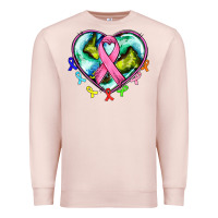Pale Pink heart earth and cancer ribbon Premium Sweatshirt - AdoDesignShop