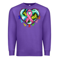 Purple heart earth and cancer ribbon Premium Sweatshirt - AdoDesignShop