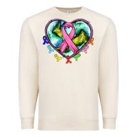 Sandshell heart earth and cancer ribbon Premium Sweatshirt - AdoDesignShop
