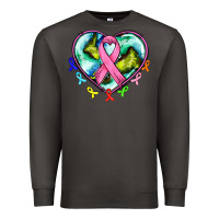 Smoke heart earth and cancer ribbon Premium Sweatshirt - AdoDesignShop