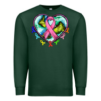 Sports Green heart earth and cancer ribbon Premium Sweatshirt - AdoDesignShop