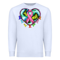 White heart earth and cancer ribbon Premium Sweatshirt - AdoDesignShop