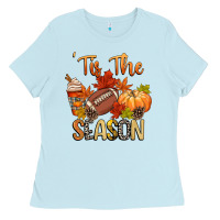 Baby Blue tis the season football Ladies Tee - CowGirlArtShop
