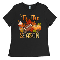 Black tis the season football Ladies Tee - CowGirlArtShop