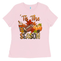 Bubblegum Pink tis the season football Ladies Tee - CowGirlArtShop