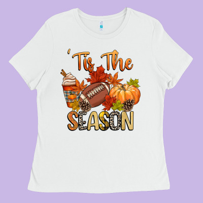 Tis The Season Football Ladies Tee Designed By Cowgirlartshop