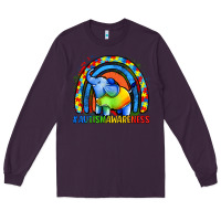 Plum Autism Awareness Autism elephant Long Sleeve Tee - FaDigitalArtStudio