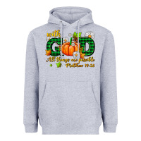 Heather Grey with god all things are possible Heavyweight Hoodie - AdoDesignShop