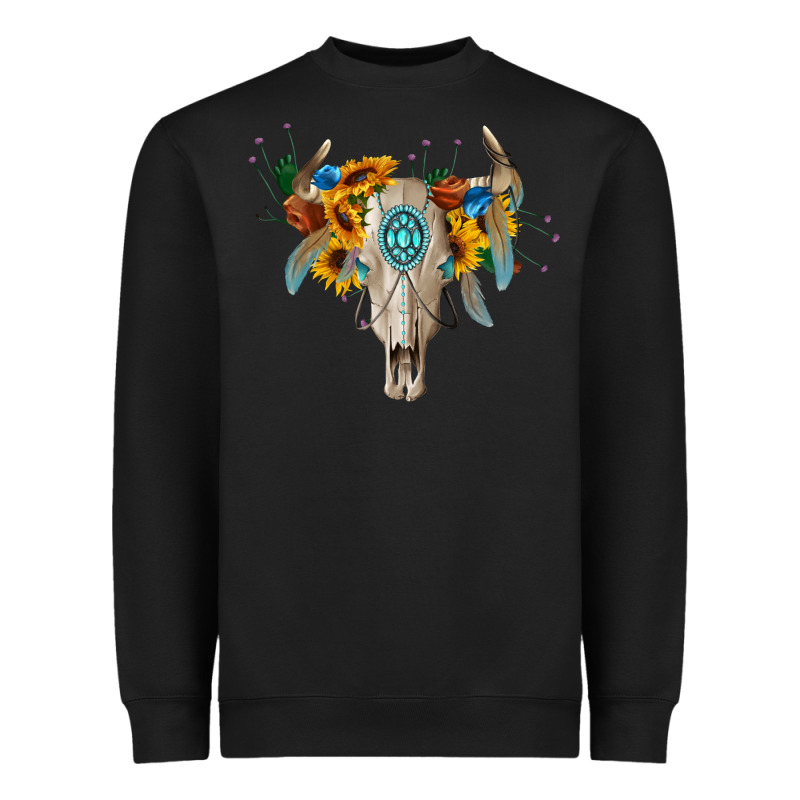 Boho Bull Skull Heavyweight Sweatshirt by BarkalooDesign | Teevron