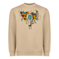 Mushroom boho bull skull Heavyweight Sweatshirt - BarkalooDesign
