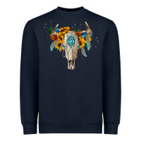 Navy boho bull skull Heavyweight Sweatshirt - BarkalooDesign