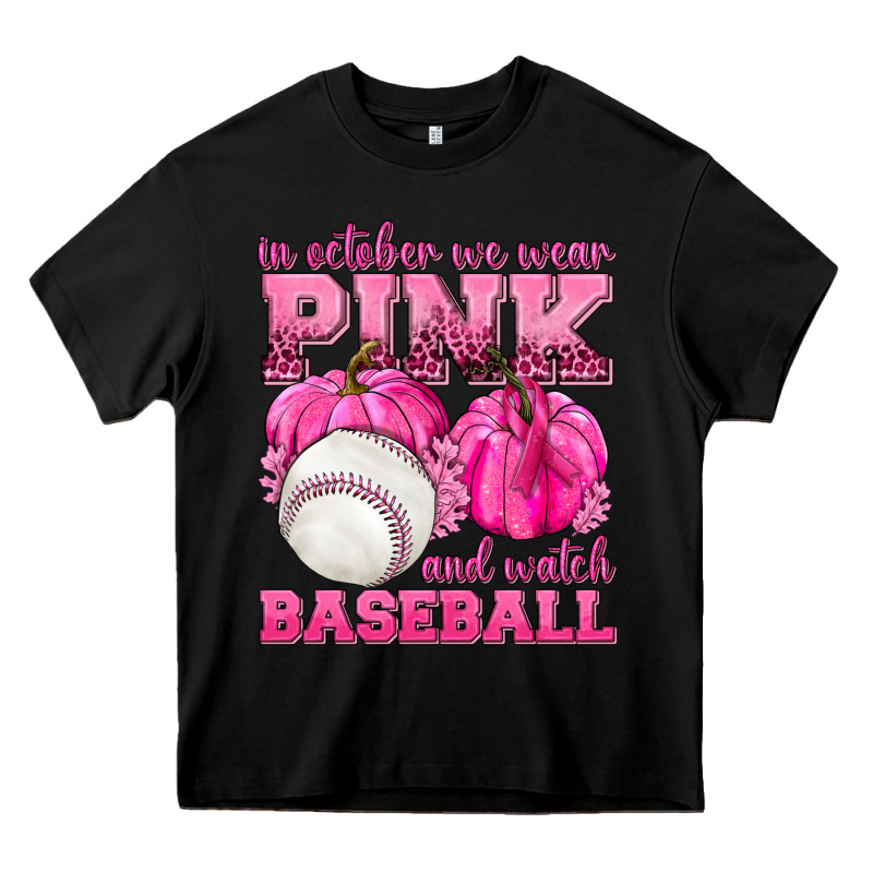 In October We Wear Pink And Watch Baseball Heavy Core Tee by texasbilliewilder | Teevron