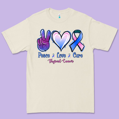 Peace Love Cure Thyroid Cancer Premium Tee Designed By Jasminsmagicworld