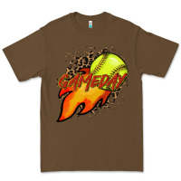 Cacao Softball game day leopard fire and ball Premium Tee - HowdyJamesFarm