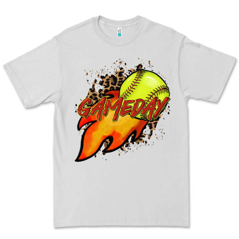 Softball Game Day Leopard Fire And Ball Premium Tee by HowdyJamesFarm | Teevron