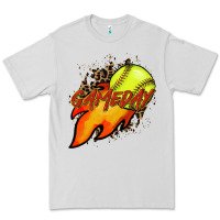 Dove Grey Softball game day leopard fire and ball Premium Tee - HowdyJamesFarm