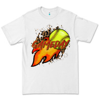 White Softball game day leopard fire and ball Premium Tee - HowdyJamesFarm