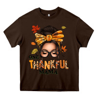 Chocolate Brown one thankful mama afro messy bun Heavy Core Tee - texasbilliewilder