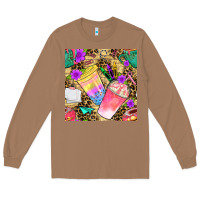 Toasted Coconut school girl coffee cup with leopard seamless pattern bbs Long Sleeve Tee - BundleAndBundleShop