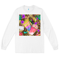 White school girl coffee cup with leopard seamless pattern bbs Long Sleeve Tee - BundleAndBundleShop