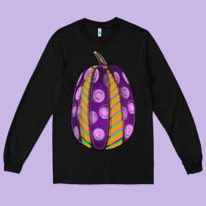 Watercolor Halloween Pumpkin Long Sleeve Tee Designed By Ranaportraitstore