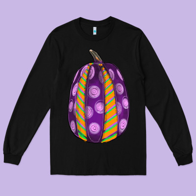 Watercolor Halloween Pumpkin Long Sleeve Tee Designed By Ranaportraitstore