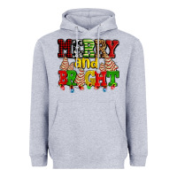 Heather Grey merry and bright with christmas tree  cakes ado Heavyweight Hoodie - AdoDesignShop